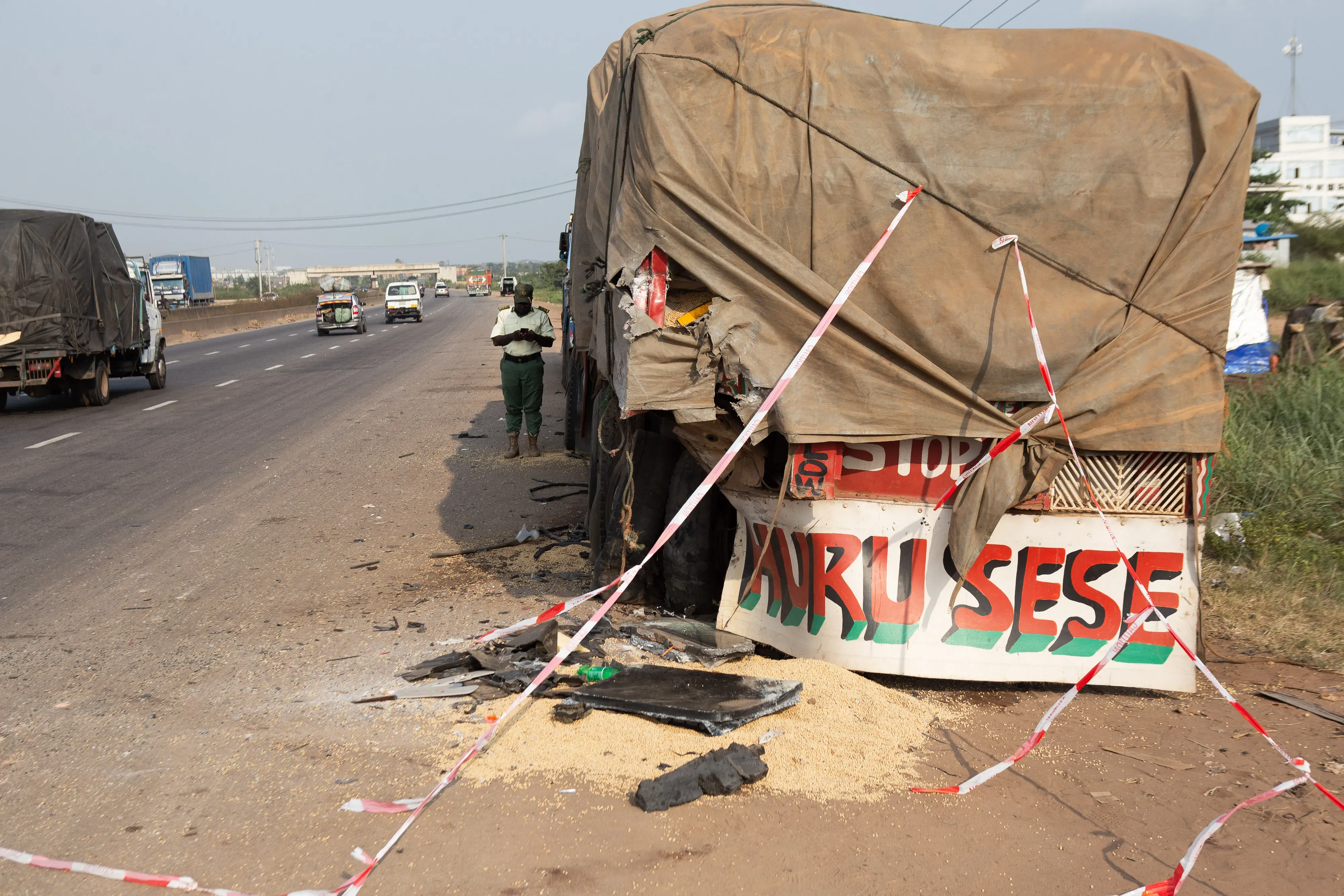 El camión que chocó el coche de Anthony Joshua (GETTY IMAGES)