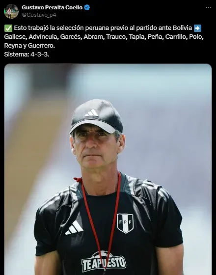 El XI que paró Ibáñez este miércoles (X @Gustavo_p4).