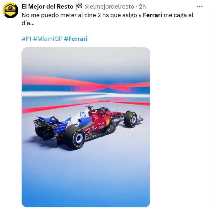 Ferrari y HP causaron memes tras el monoplaza que correrá en el GP de Miami. (Foto: X)