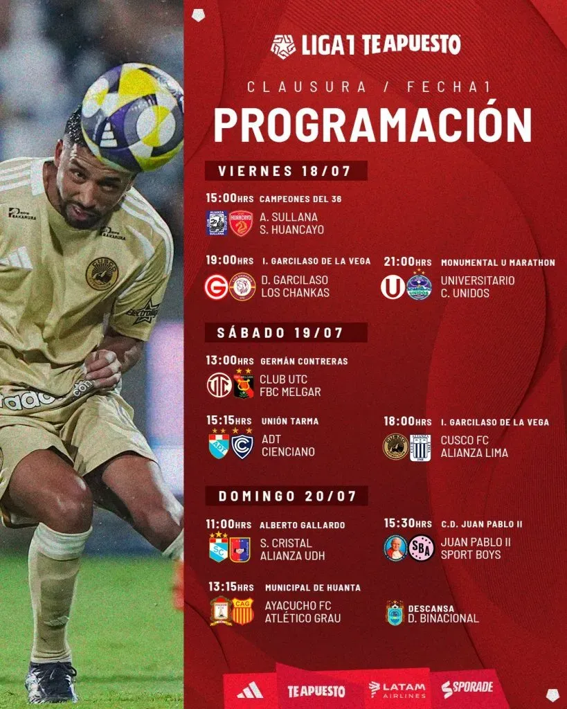 Programación de la primera fecha del Torneo Clausura.