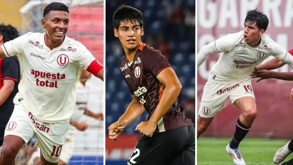 Álvaro Rojas, Rafael Guzmán y Nicolás Rengifo, jugadores de Universitario.