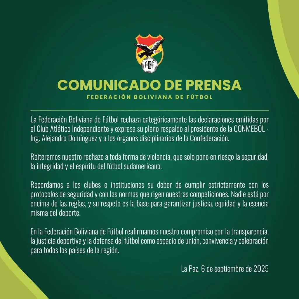 Bolivia respalda a la CONMEBOL. (Foto: X).