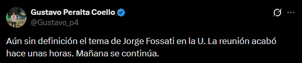 No hay definición aún por la continuidad de Fossati en la U (X @Gustavo_p4).