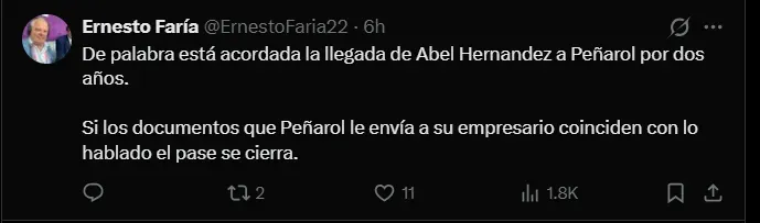 Fuente: @ErnestoFaria22