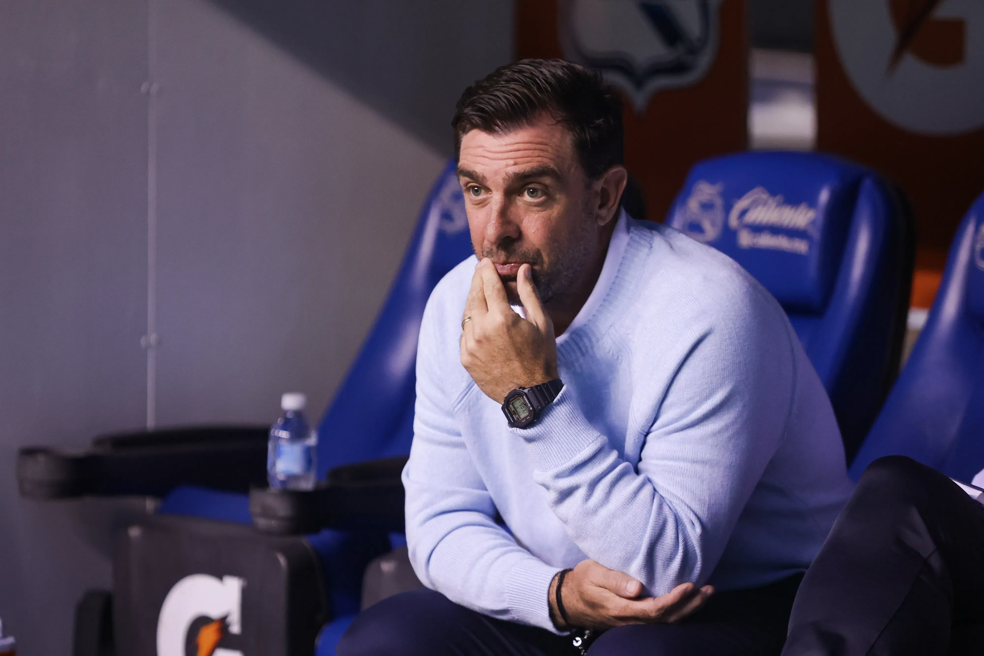 Pablo Guede cuando dirigió en Puebla. (Foto: X).