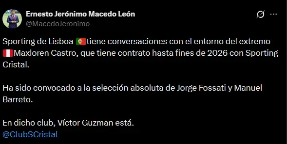 Maxloren Castro podría emigrar (Foto: X Ernesto Macedo).