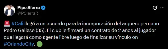 Pedro Gallese jugaría en Deportivo Cali (Foto: X Pipe Sierra).