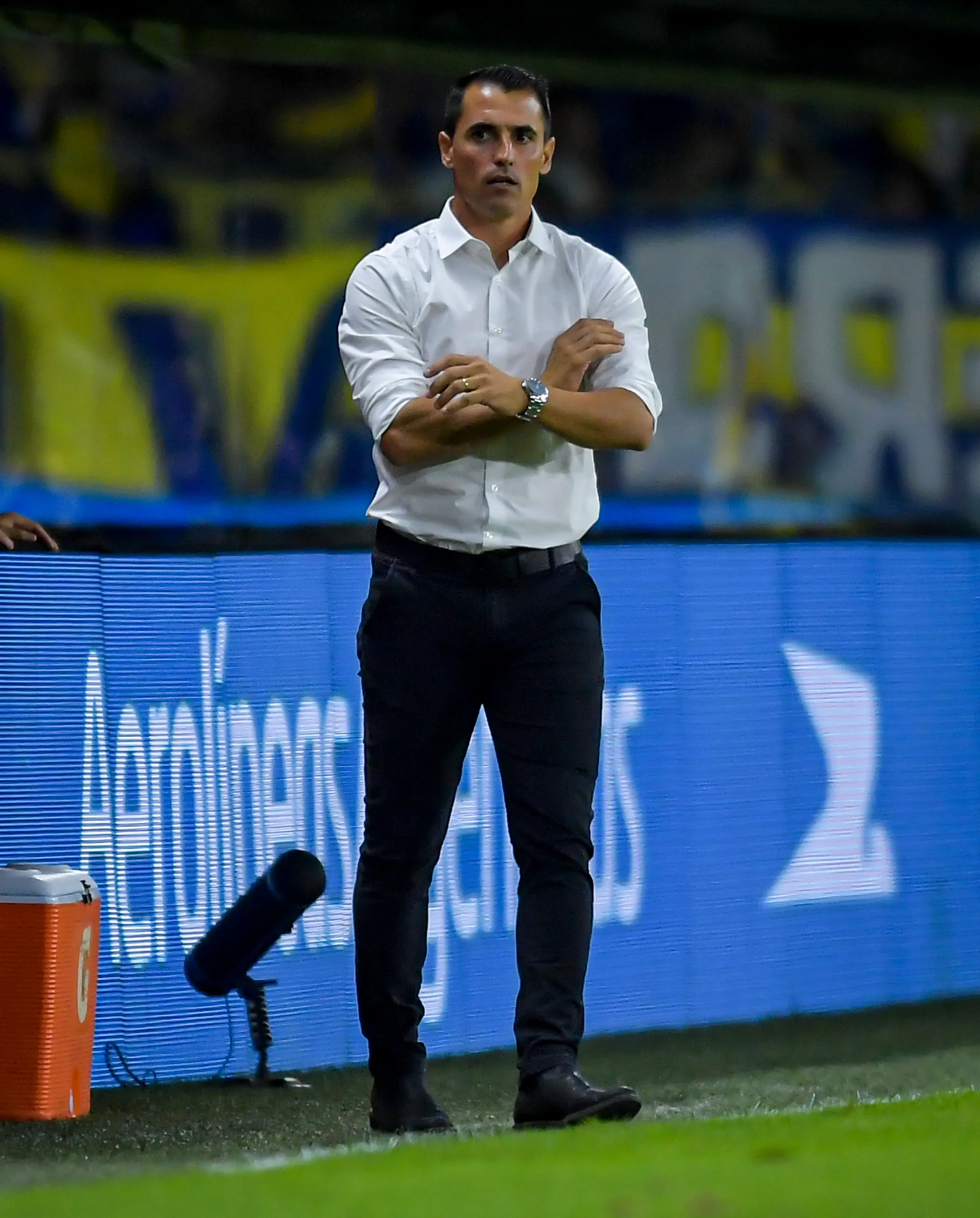 Guillermo Farré con Belgrano en el Estadio Alberto J. Armando de Boca Juniors. (Photo by Marcelo Endelli/Getty Images)