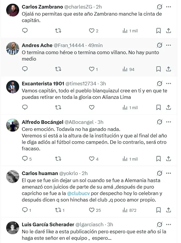 Los hinchas de Alianza comentaron tras renovación de Paolo. (Foto: X)