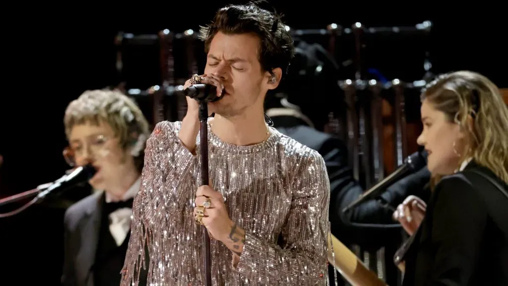 Harry Styles performs onstage during the 65th GRAMMY Awards. (Source: Kevin Winter/Getty Images for The Recording Academy)