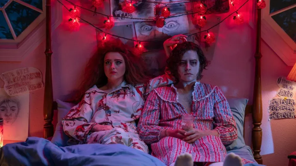 Cole Sprouse and Kathryn Newton in Lisa Frankenstein. (Source: IMDb)
