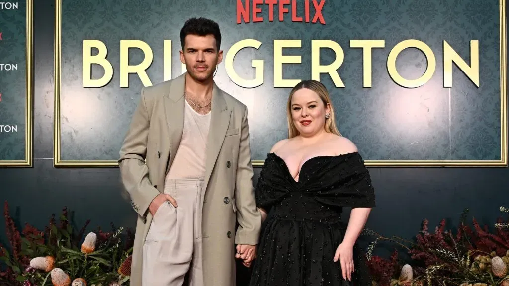 Luke Newton and Nicola Coughlan (James Gourley/Getty Images for Netflix)
