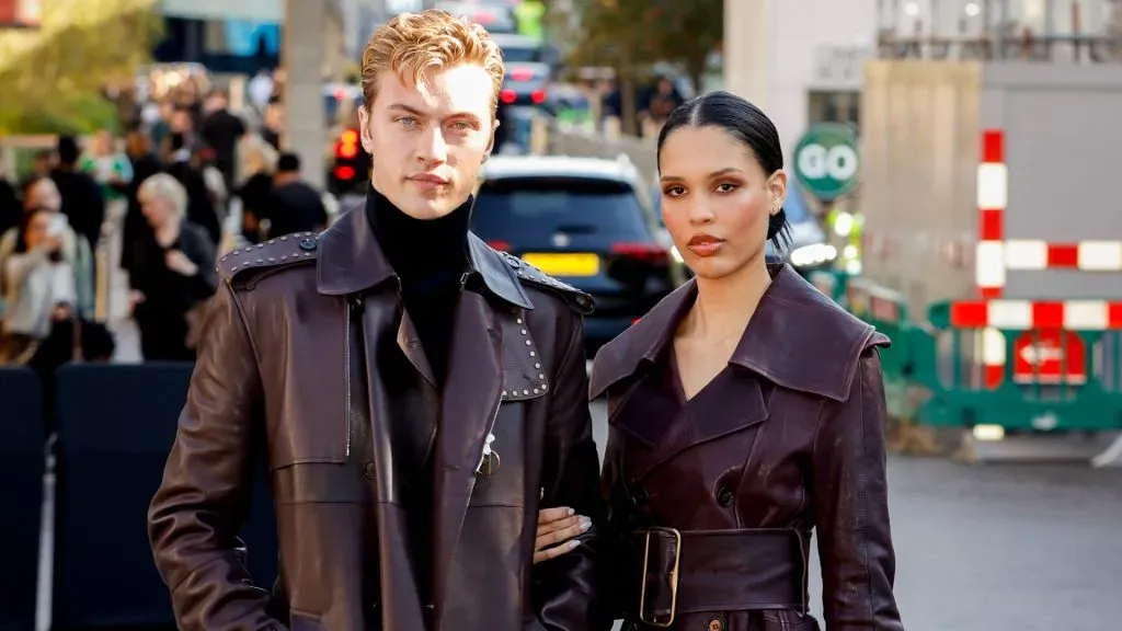 Lucky Blue Smith and Nara Smith attend the Burberry show during London Fashion Week September 2024. (Source: John Phillips/Getty Images)