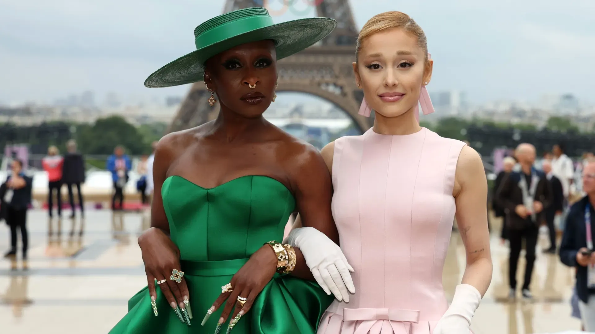 Cynthia Erivo and Ariana Grande attend a red carpet in 2024. (Source: Matthew Stockman/Getty Images)