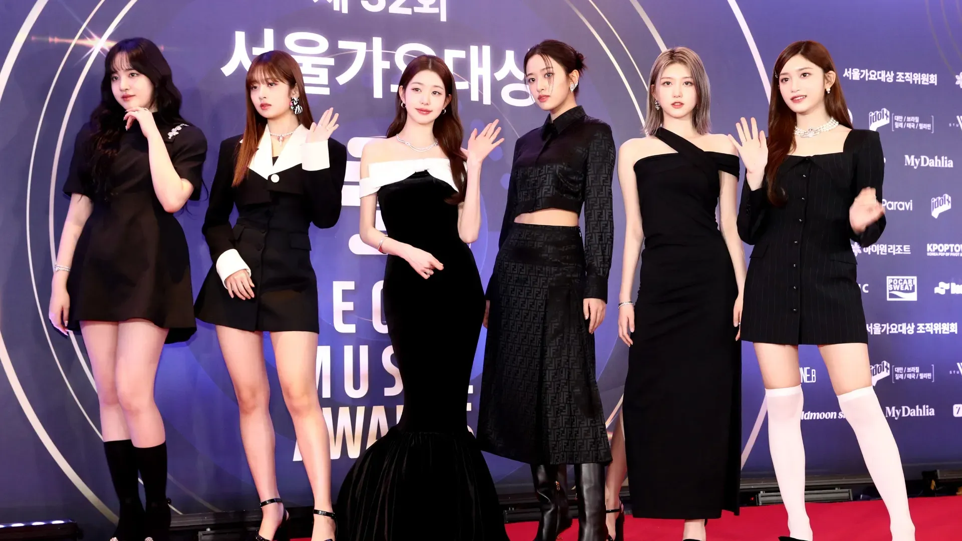 Yujin, Gaeul, Rei, Wonyoung, Liz, and Leeseo of girl group IVE attend the 32nd Seoul Music Awards at KSPO Dome on January 19, 2023 in Seoul, South Korea. (Photo by Chung Sung-Jun/Getty Images)