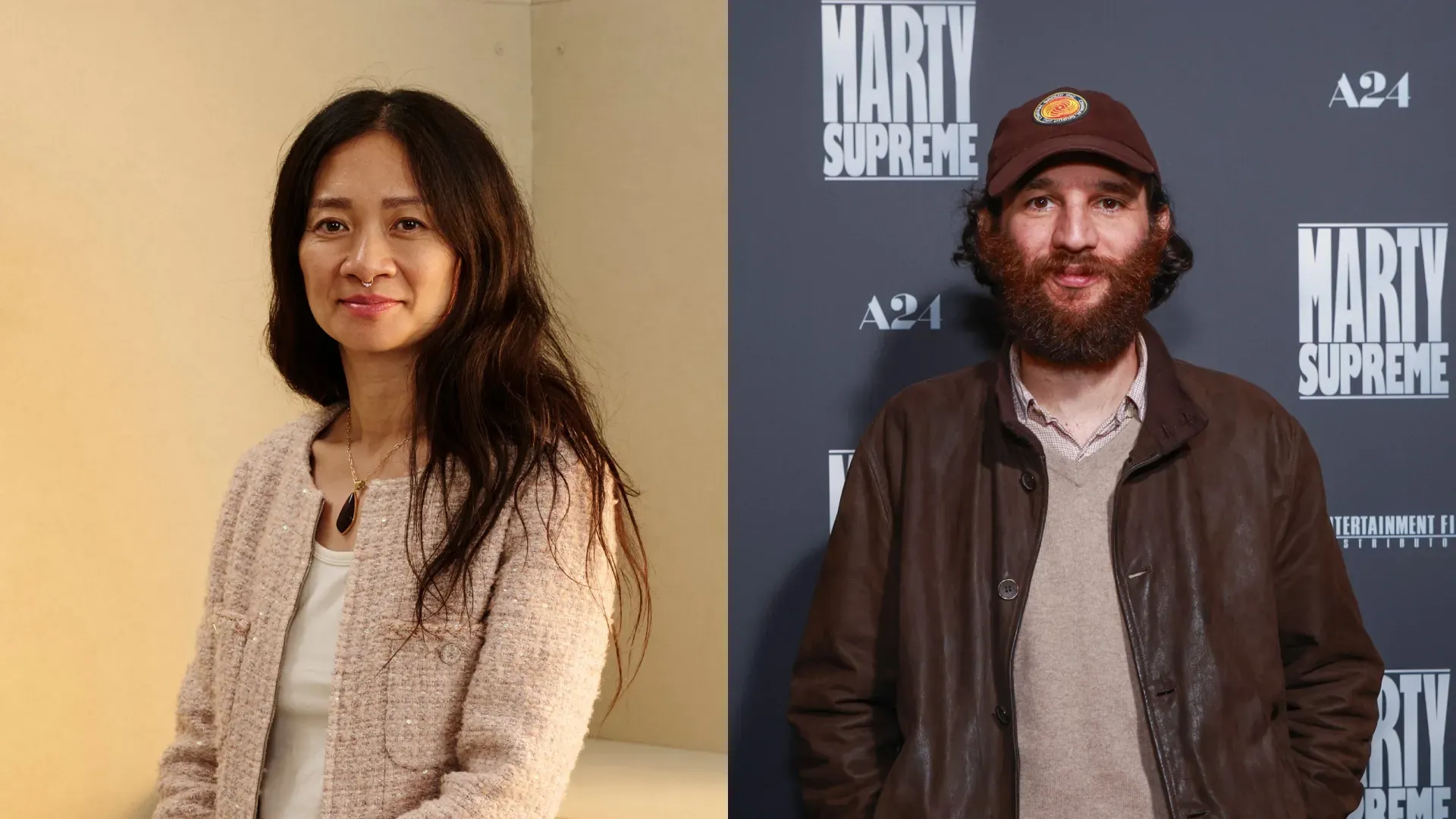 (Photo by Gareth Cattermole/Getty Images for IMDb) / (Photo by Lia Toby/Getty Images for A24)