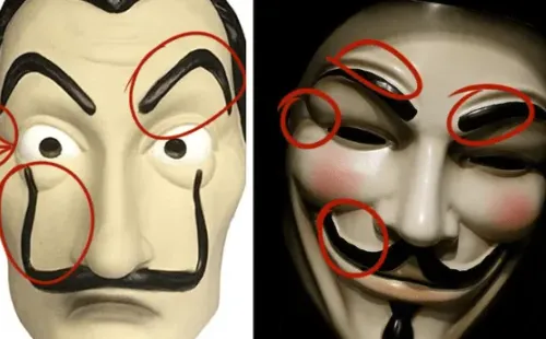 La máscara de ‘La Casa de Papel’ y la de ‘Anonymous’.