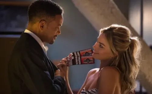 Will Smith y Margot Robbie, juntos durante el rodaje de la película ‘Focus’.