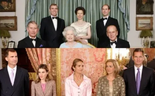 Arriba la monarquía inglesa y abajo la española. Fotos: (AP y Getty)