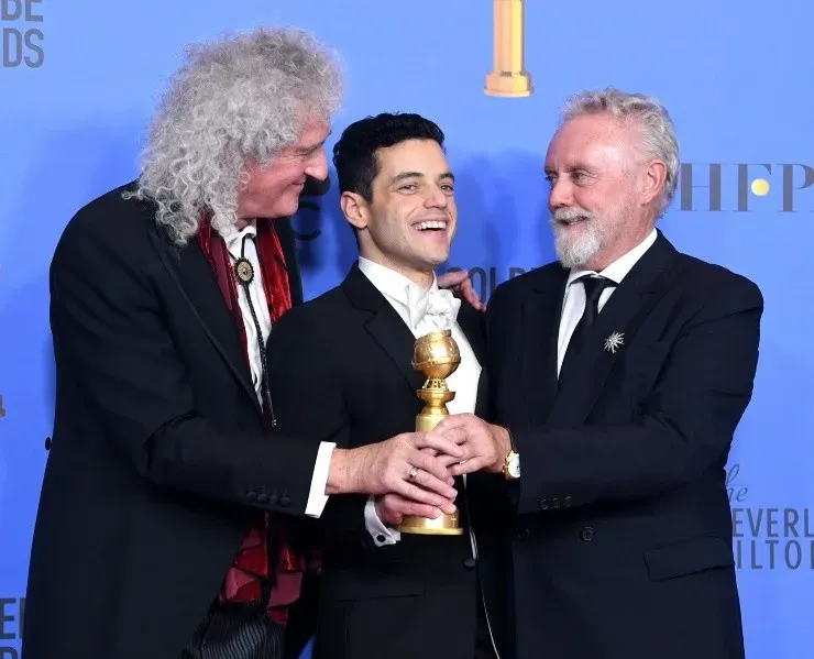 Brian May, Rami Malek y Roger Taylor (Foto: Getty Images)