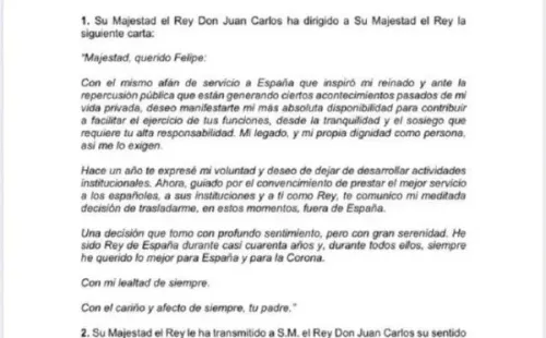 El comunicado emitido por La Zarzuela. Foto: (Casa de S.M El Rey)