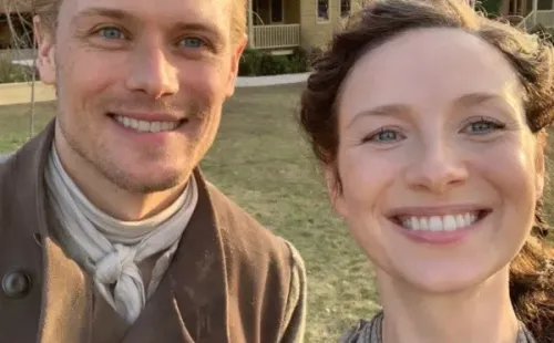 Sam Heughan y Caitriona Balfe en los rodajes de la sexta temporada. Foto: (@caitrionabalfe)