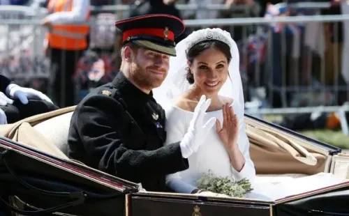 Meghan y Harry el día de su casamiento. Foto: (Getty)