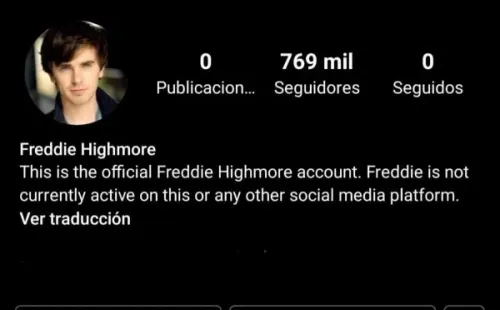 Las cuentas oficiales de Freddie Highmore.