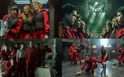 La banda con sus overoles. Fotos: (Netflix)