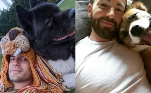 Henry Cavill y Chris Evans con sus perros.