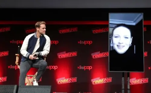 Los protagonistas de Outlander en la Comic on 2021. Foto: (Getty)