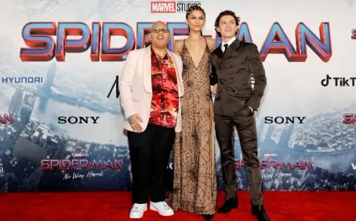 Jacob Batalon, Zendaya y Tom Holland en la premiere de Spider-Man. Foto: (Getty)
