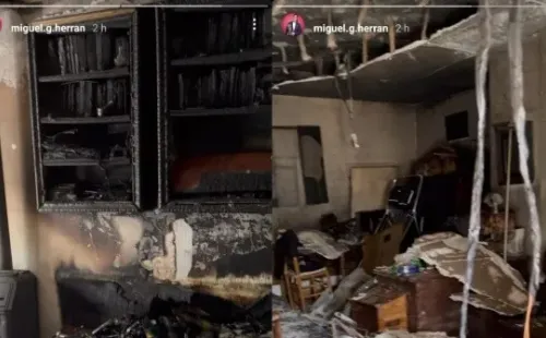 Parte de las consecuencias del incendio que compartió Miguel Herrán.