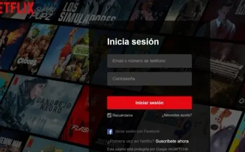 El inicio de sesión de Netflix.