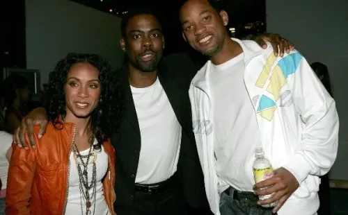 Jada Pinkett Smith, Chris Rock y Will Smith en 2005 (Getty).