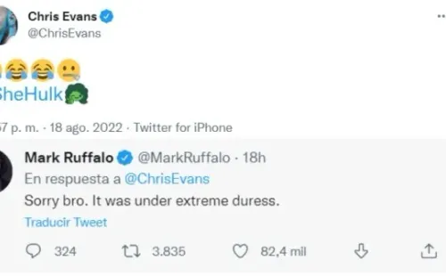 La reacción de Chris Evans al estreno de She Hulk y la respuesta de Mark Ruffalo.