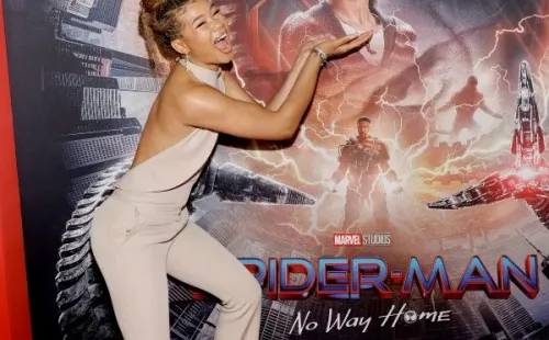 Storm Reid en la presentación de Spider-Man: No Way Home (Getty).