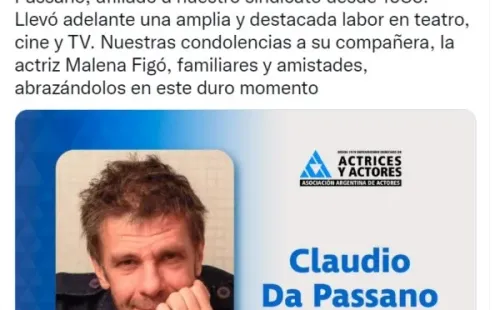 Así confirmaron la partida de Claudio Da Passano.