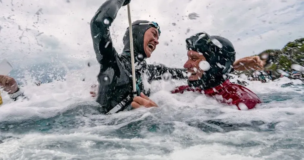 The Deepest Breath. (L to R) Alessia Zecchini and Stephen Keenan in The Deepest Breath. Cr. Courtesy of Netflix © 2023
