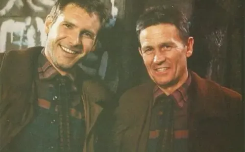 Ford y su doble en el detrás de escena de “Blade Runner” (FilmsNation)
