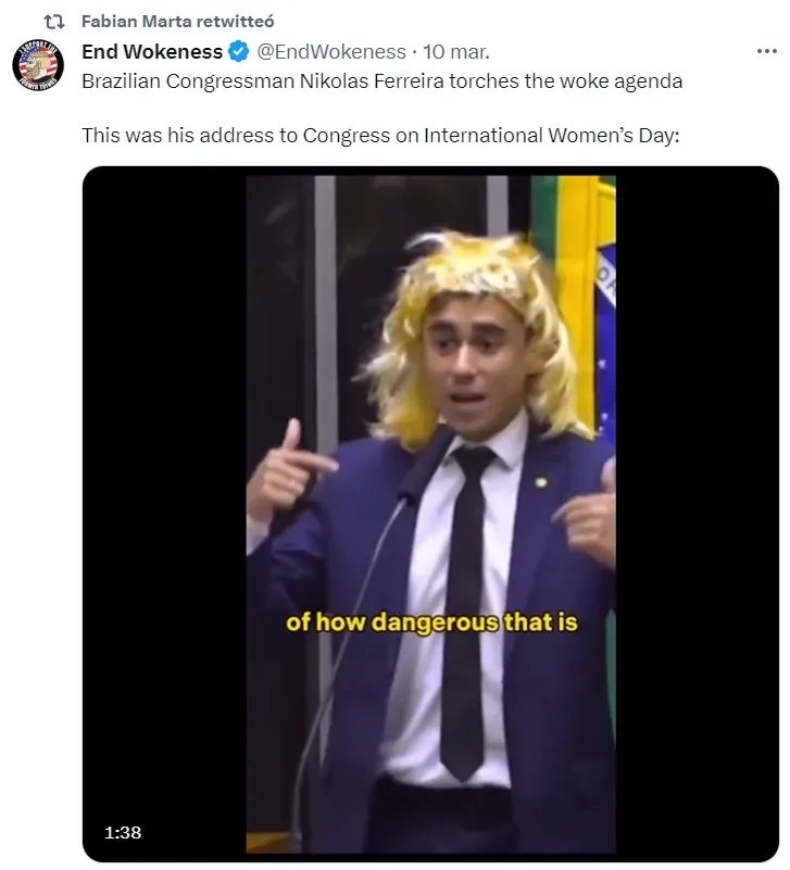 Marta compartía en redes sociales contenido de ultraderecha. Imagen: Twitter de Fabian Marta.