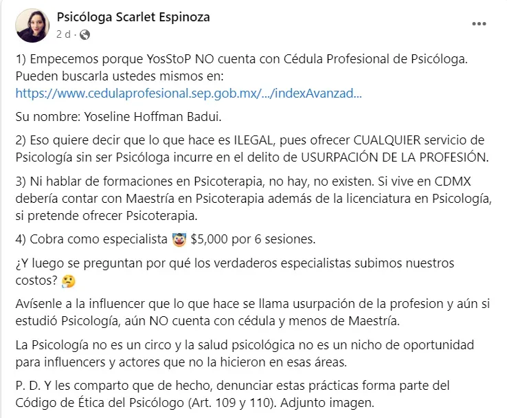 Imagen: Psicóloga Scarlet Espinoza.