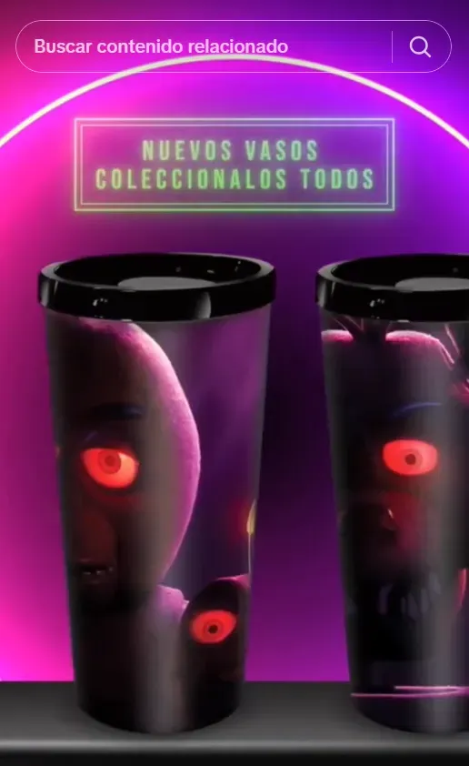 Así es como se verán los otros 2 vasos de FNAF. Imagen: @Cinesmash.