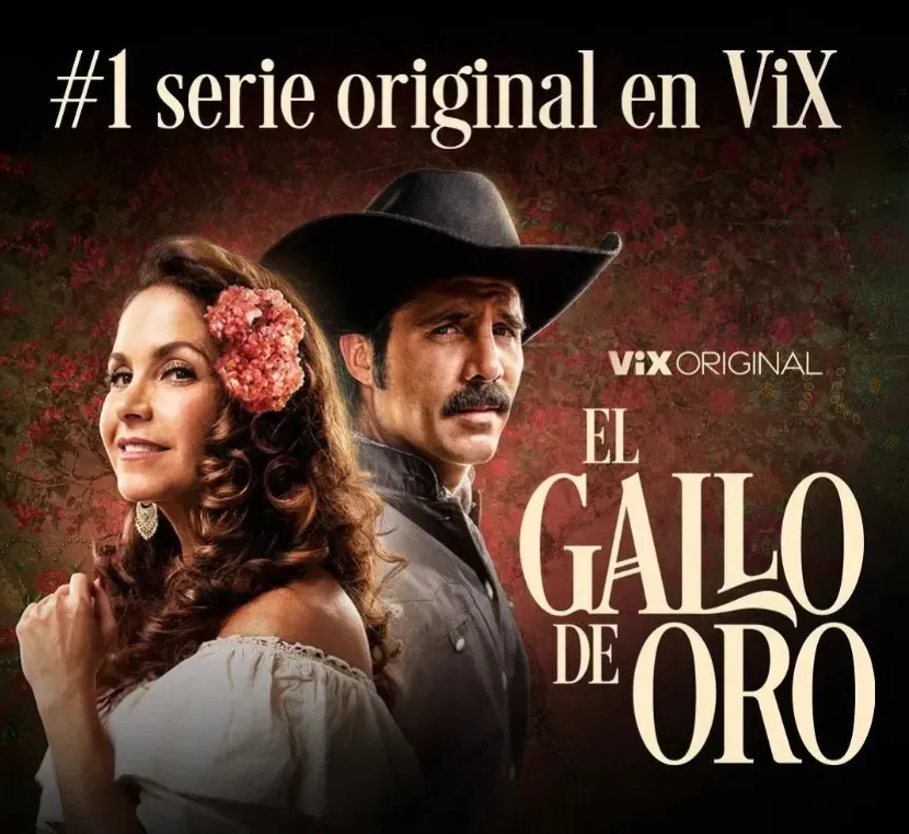 Lucero y José Ron protagonizan esta historia, junto a Plutarco Haza. Imagen: @elgallodeoro:vix.