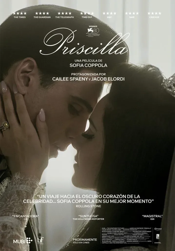 Afiche oficial de Priscilla, lo nuevo de la directora Sofia Coppola.