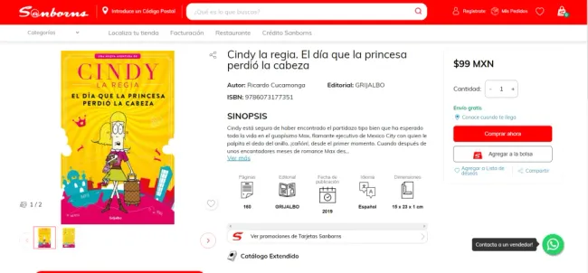 Así es como luce la portada del último libro de Cindy la regia. Imagen: Página oficial de Sanborns.