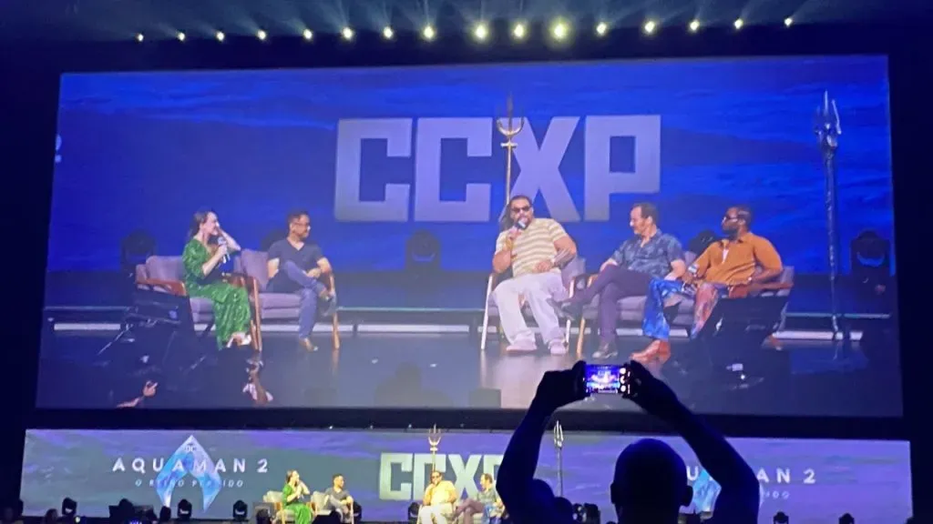 Jason Momoa en el panel de ‘Aquaman y el reino perdido’ en la CCXP (Foto: Spoiler)