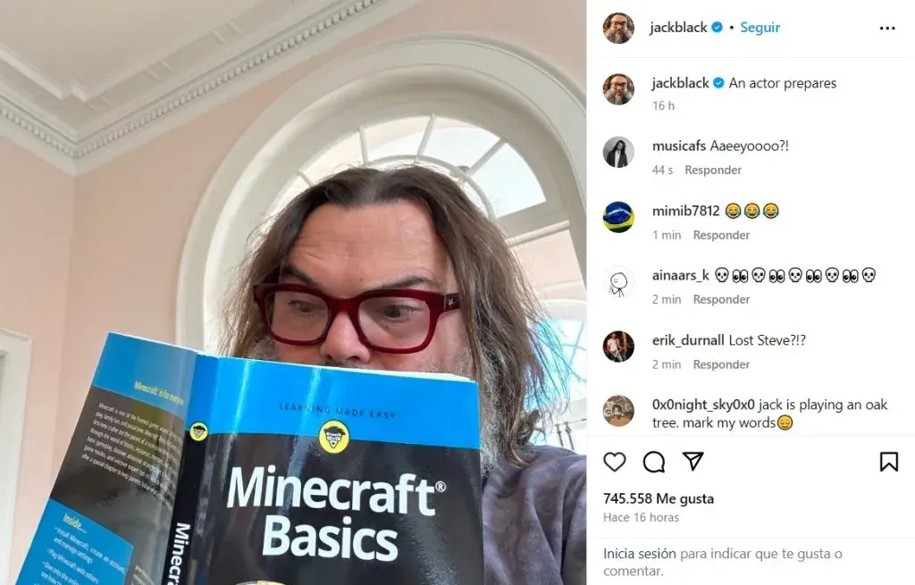 Jack Black confirmando su aparición en Minecraft. (Instagram @jackblack)