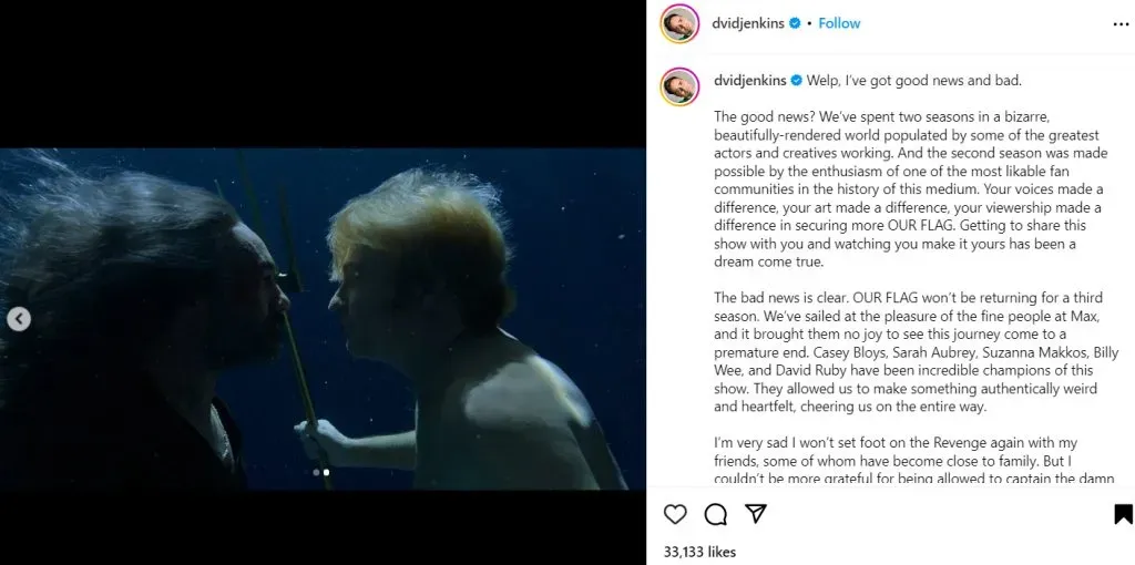 El posteo del creador de la serie. (Instagram)