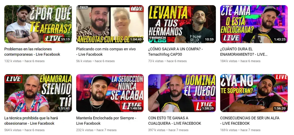 En el canal de El Temach pueden encontrarse sus videos en los que brinda consejos a sus seguidores. Imagen: @ELTEMACH.